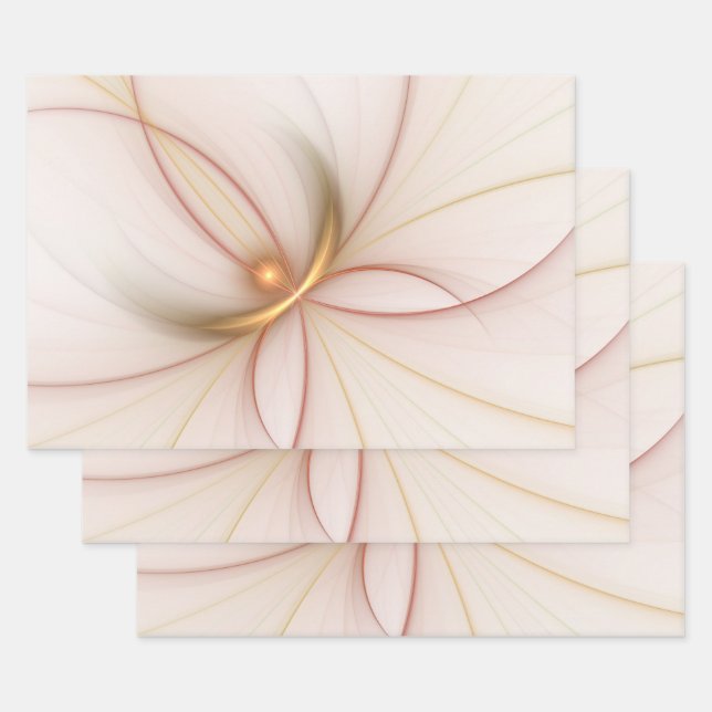 Nobly Copper And Gold Abstract Modern Fractal Art Wrapping Paper Sheet (Set)