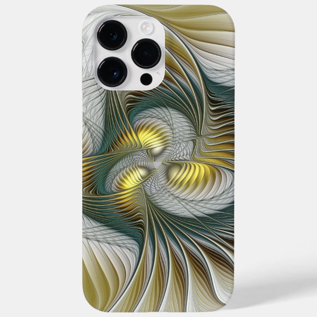 Nobly Golden Teal Abstract Fantasy Fractal Art Case-Mate iPhone Case (Back)