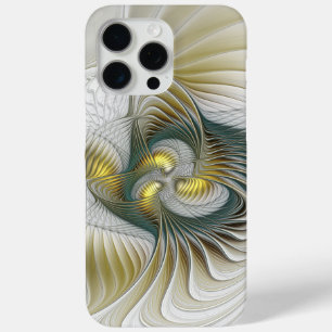 Nobly Golden Teal Abstract Fantasy Fractal Art iPhone 15 Pro Max Case
