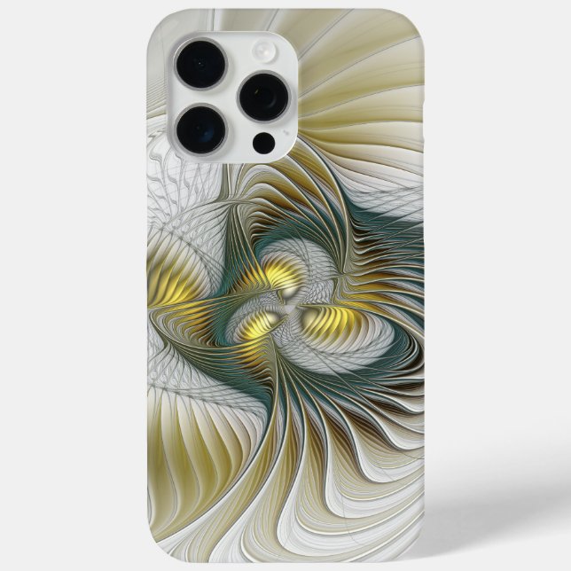 Nobly Golden Teal Abstract Fantasy Fractal Art Case-Mate iPhone Case (Back)