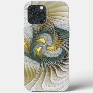 Nobly Golden Teal Abstract Fantasy Fractal Art iPhone 13 Pro Max Case