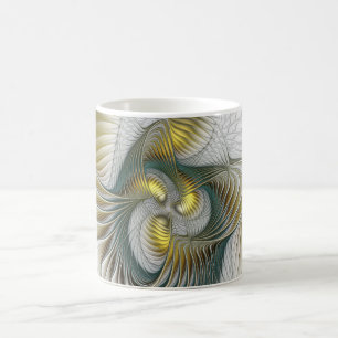 Nobly Golden Teal Abstract Fantasy Fractal Art Coffee Mug