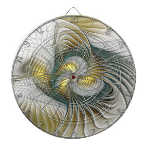 Nobly Golden Teal Abstract Fantasy Fractal Art Dartboard
