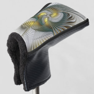 Nobly Golden Teal Abstract Fantasy Fractal Art Golf Head Cover