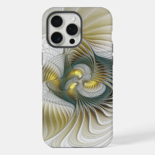 Nobly Golden Teal Abstract Fantasy Fractal Art iPhone 15 Pro Max Case