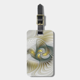 Nobly Golden Teal Abstract Fantasy Fractal Art Luggage Tag