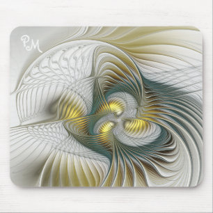 Nobly Golden Teal Abstract Fantasy Fractal Art Mouse Mat