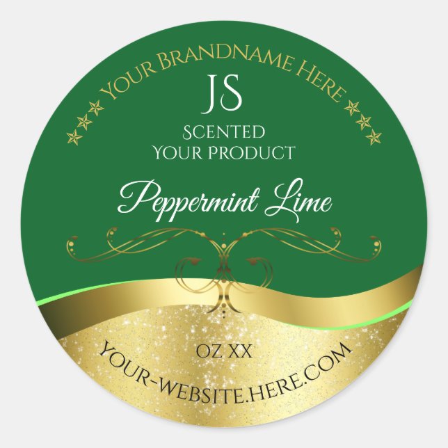 Nobly Wavy Gold Decor Dark Green Monogram Label (Front)