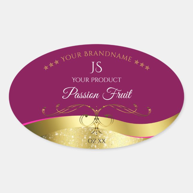 Nobly Wavy Gold Decor Wine Red with Monogram Label (Front)