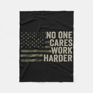 Nobody Cares Work Harder - Motivational Workout Gy Fleece Blanket