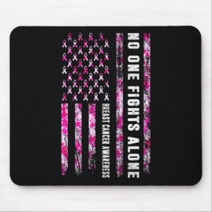 Nobody Fight Alone American Flag Breast Cancer Awa Mouse Mat