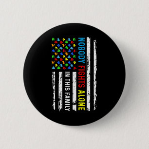 Nobody Fight Alone American Flag Puzzle Autism Awa 6 Cm Round Badge