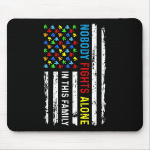 Nobody Fight Alone American Flag Puzzle Autism Awa Mouse Mat