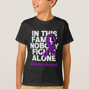 Nobody Fights Alone In This Family Alzheimer Aware T-Shirt