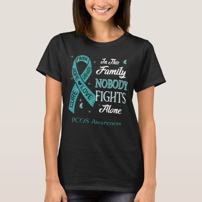 Nobody Fights Alone PCOS Awareness T-Shirt (Front)