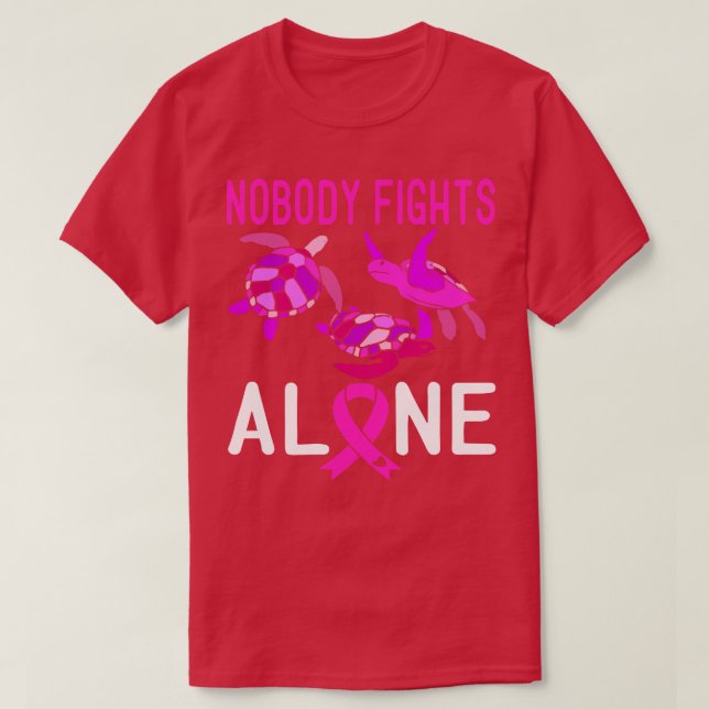 Nobody Fights Alone Turtles Pink Women T-Shirt (Design Front)