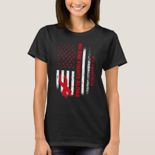 Nobody Fights ALS Alone USA Flag Red Ribbon T-Shirt