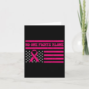 Nobody Fights Breast Cancer Alone American Flag Pi Card