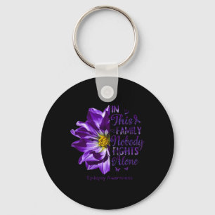 Nobody Fights Epilepsy Awareness Alone Anemone Flo Key Ring