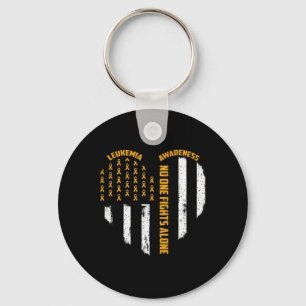 Nobody Fights USA Flag Heart Alone Leukaemia Aware Key Ring