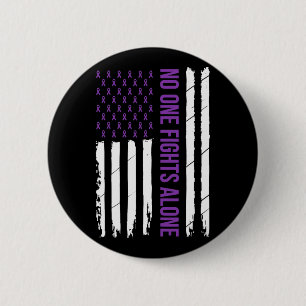 Nobody Fligt Alone Purple Ribbon Heimerheimer's Aw 6 Cm Round Badge