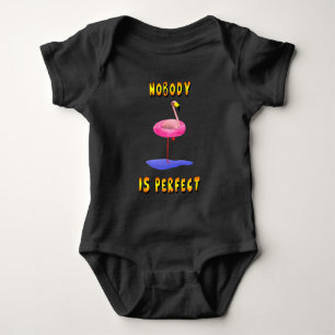 Nobody is perfect - flamingo with swimming ring baby bodysuit