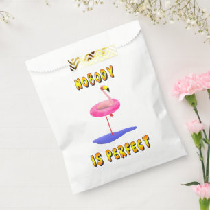 Nobody is perfect - flamingo with swimming ring favour bags