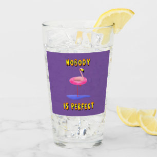 Nobody is perfect - flamingo with swimming ring glass