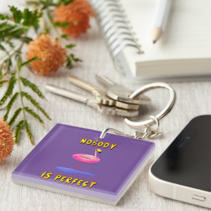 Nobody is perfect - flamingo with swimming ring key ring