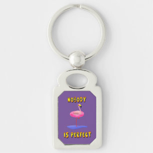 Nobody is perfect - flamingo with swimming ring key ring