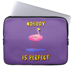 Nobody is perfect - flamingo with swimming ring laptop sleeve
