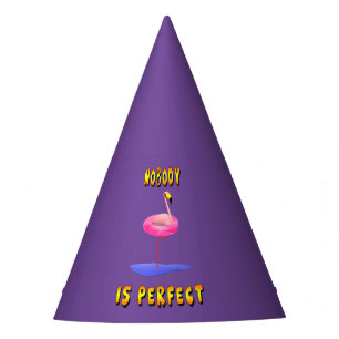 Nobody is perfect - flamingo with swimming ring party hat