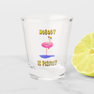 Nobody is perfect - flamingo with swimming ring shot glass