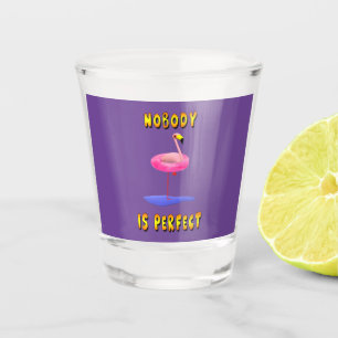 Nobody is perfect - flamingo with swimming ring shot glass