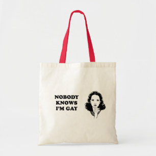 NOBODY KNOWS I'M GAY TOTE BAG