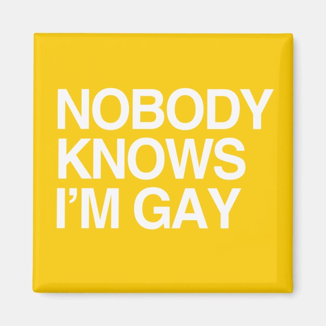 NOBODY KNOWS I'M GAY - WHITE -.png Magnet (Front)