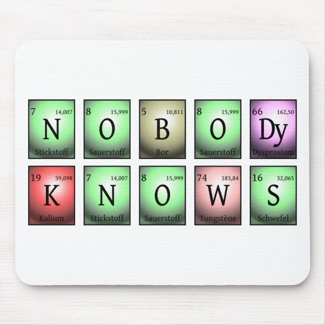 nobody knows in chemical elements mouse mat (Front)