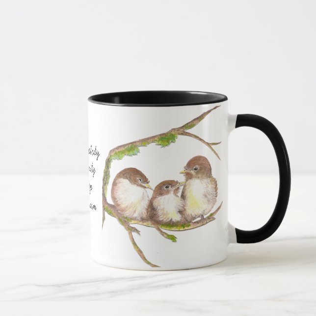 Nobody Like Family Quote, Cute Bird Sparrow Mug (Right)