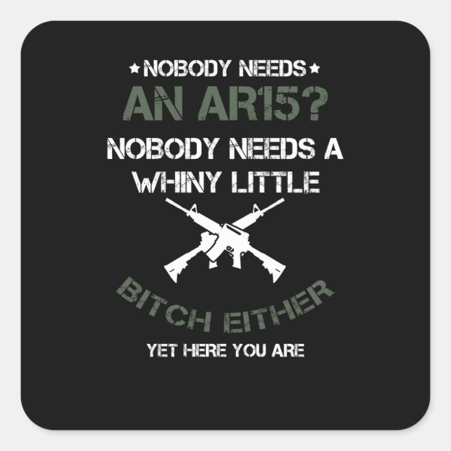 Nobody Needs An AR15 Gun Lovers Square Sticker (Front)