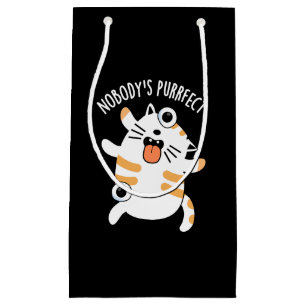 Nobody's Purrfect Funny Cat Pun Dark BG Small Gift Bag