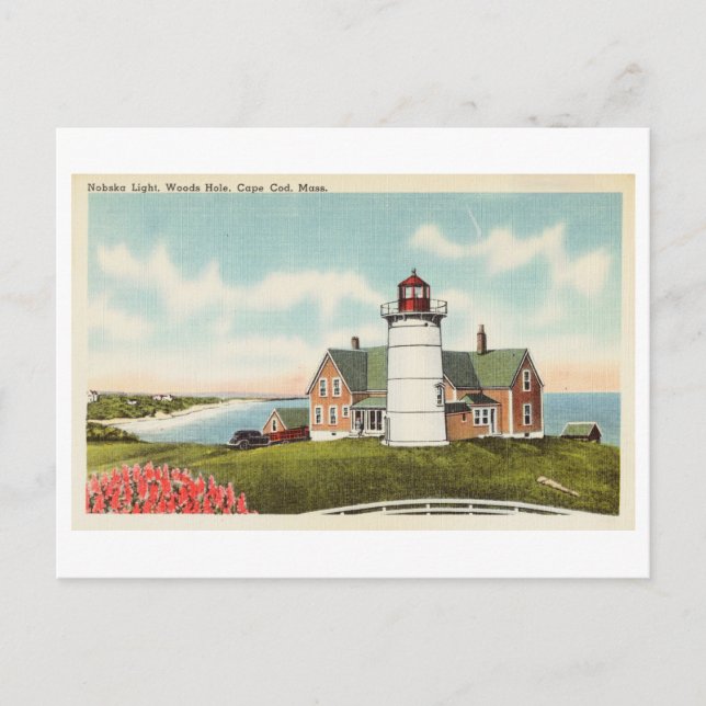 Nobska Light, Woods Hole, Cape Cod, Massachusetts Postcard (Front)