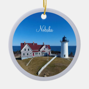 Nobska Lighthouse Cape Cod Christmas Ceramic Tree Decoration