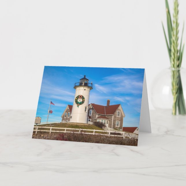 Nobska Lighthouse Christmas Holiday Card (Front)