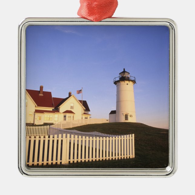 Nobska Lighthouse, Woods Hole, Massachusetts Metal Tree Decoration (Front)