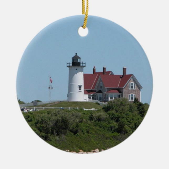 Nobska Point Light  Woods Hole Falmouth Ceramic Tree Decoration (Front)