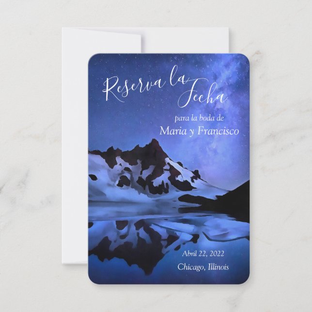 Noche estrellada en las montañas Reserva la Fecha Save The Date (Front)