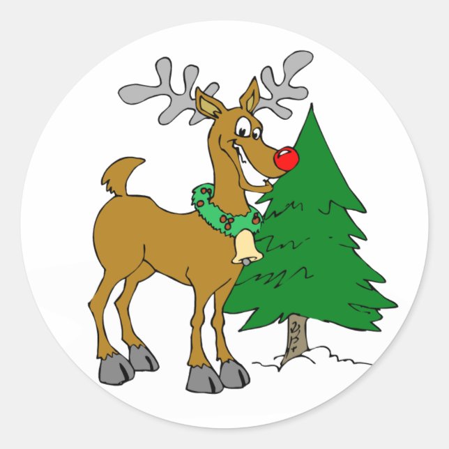 Nochebuena lista del reno classic round sticker (Front)