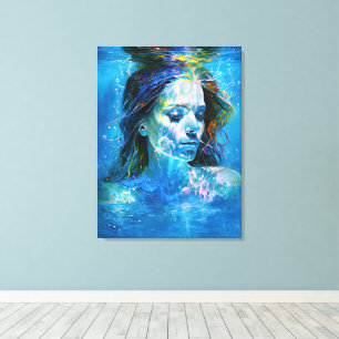 “Noctara” – Aqua Muse of Bioluminescence Canvas Print