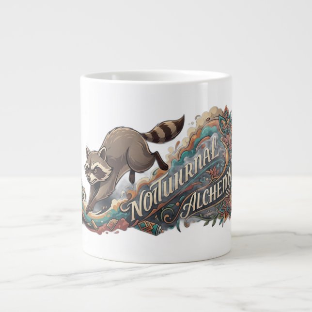 Nocturnal Alchemy Racoon Long Sleeve Large Coffee Mug (Front)