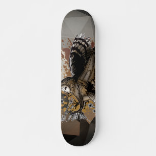 Nocturnal Barn Owl Abstract Earth Tone Art Skateboard